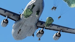 MASSIVE Static Line Jump From C17 Globemaster [upl. by Eidac]