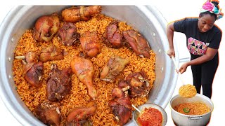 HOW TO COOK NIGERIAN PARTY JOLLOF RICE  STEPBYSTEP  STEW amp FRIED CHICKEN [upl. by Aerol167]