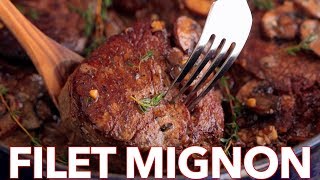 Filet Mignon with Mushroom Cream Sauce Recipe [upl. by Hilliard]