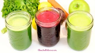 3 Tasty Green Juice Recipes  CleanAndGreenWithDani [upl. by Bertrand48]