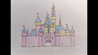 How To Draw A Disney Castle Easy Kids Drawing Tutorial [upl. by Collyer]