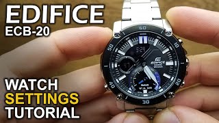 Casio Edifice ECB20  Setting Time and Date tutorial [upl. by Schroder306]