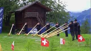 Alphorn players in Nendaz Switzerland [upl. by Hausmann]