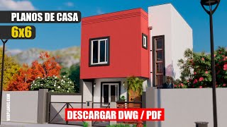 Plano de Casa Moderna y Pequeña 3 Dormitorios DWG  PDF [upl. by Abijah39]