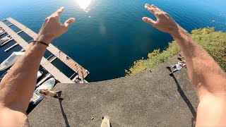 CRAZY CLIFF JUMPING OFF ABANDONED HOTEL amp 100ft BRIDGE [upl. by Orgell839]