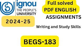 BEGS183 SOLVED ASSIGNMENT 202425 [upl. by Honeyman]