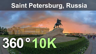 Saint Petersburg Russia Virtual travel Aerial 360 video in 10K [upl. by Esinrahs]