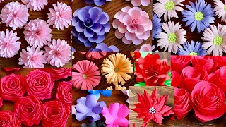 10 Simple and Beautiful Paper Flowers  Paper Craft  DIY Flowers  Home Decor [upl. by Enerahs723]