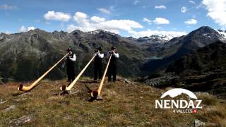 Alphorn Players in Nendaz Switzerland [upl. by Aerdnael850]