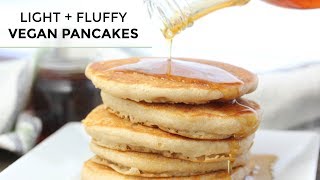 VEGAN PANCAKES  Light  Fluffy Vegan Pancake Recipe [upl. by Neeneg]