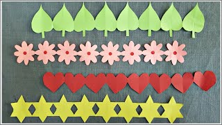 Easy decorative paper chain ideas  DIY Paper cutting decorations  Bulletin board border design [upl. by Eimot]