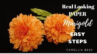 How to make Paper Marigold flower from crepe paper  Easy and Fast for Day of the Dead [upl. by Leagiba268]