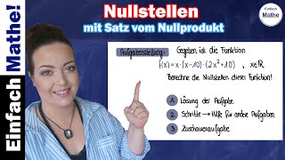 Nullstellen mit dem Satz vom Nullprodukt  fx0 by einfach mathe [upl. by Annua810]